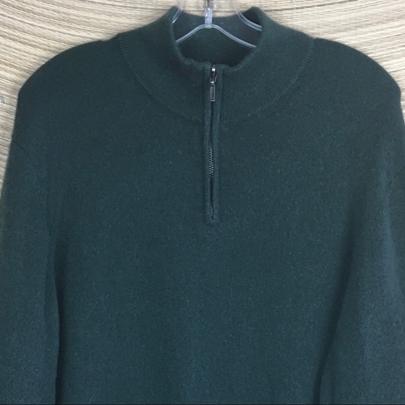 Joseph & Lyman Men's Green Cashmere 1/4-zip Mock-Neck Sweater Pullover Sz L - Picture 6 of 8